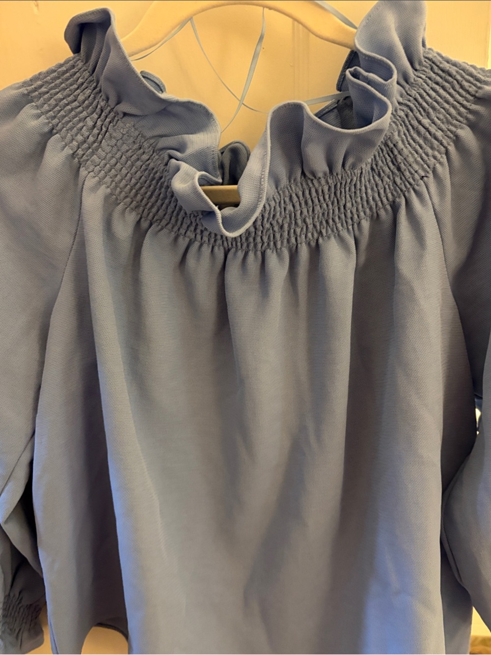 Tuckernuck Ruffle Neck Women’s Top - Light Blue sz S